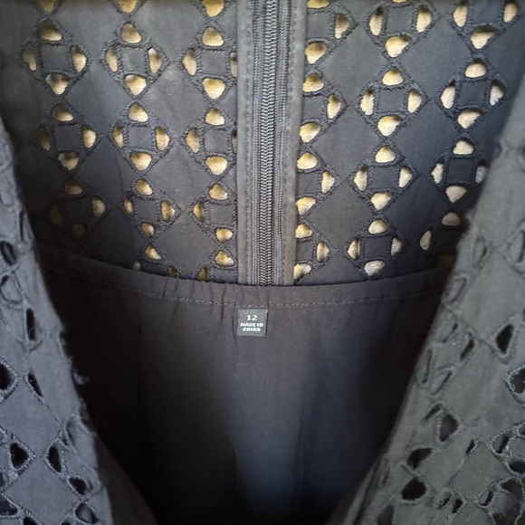 Madewell V Neck Eyelet Maxi Dress Black Preppy Boho Western Womens 12 - Picture 5 of 8